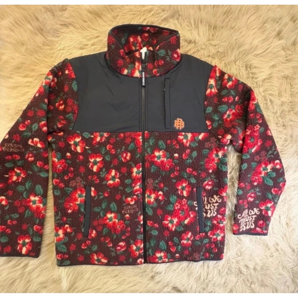 Reason Brand Co Mens Floral Sherpa Fleece Jacket RVT-63 Multi Large NWT